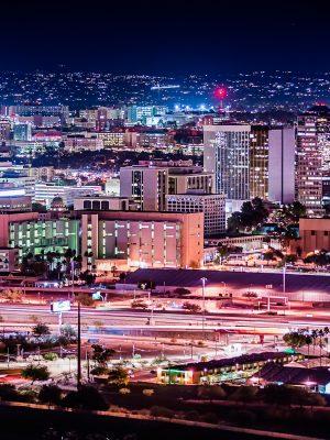 Tucson, Arizona City skyline illuminated at night